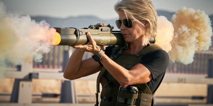 Linda Hamilton als Kämpferin Sarah Connor in «Terminator: Dark Fate». Linda Hamilton als Kämpferin Sarah Connor in «Terminator: Dark Fate».
