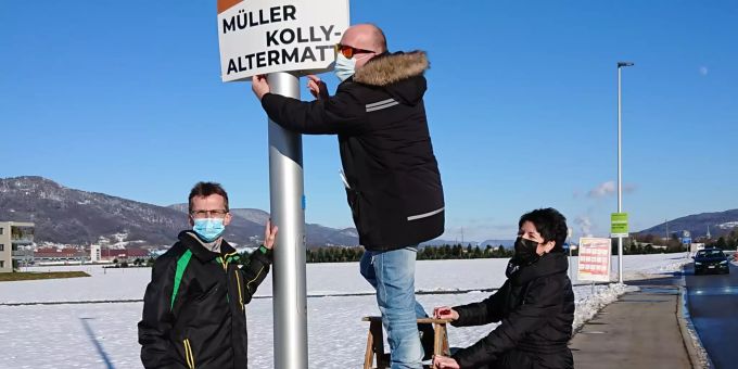 Bild mit Regierungsratskandidatin Sandra Kolly-Altermatt (rechts) sowie den Kantonsratskandidaten Daniel Nützi (links) und Philipp Niklaus (Mitte). CVP Thal-Gäu