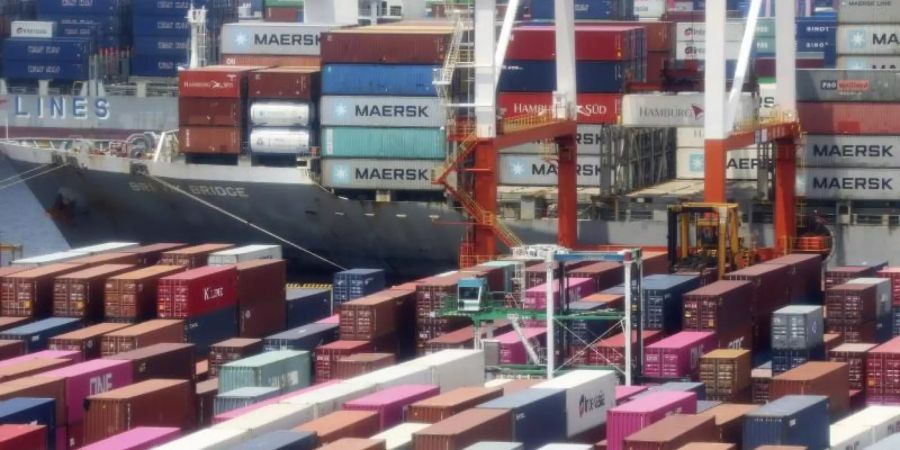 Container stapeln sich im Hafen von Yokohama. Foto: Koji Sasahara/AP/dpa