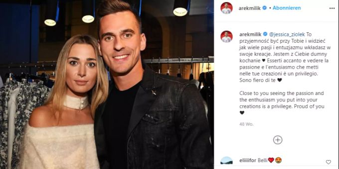 Arkadiusz Milik, Spieler des SSC Napoli, mit seiner Verlobten Jessica Ziolek. ssc napoli