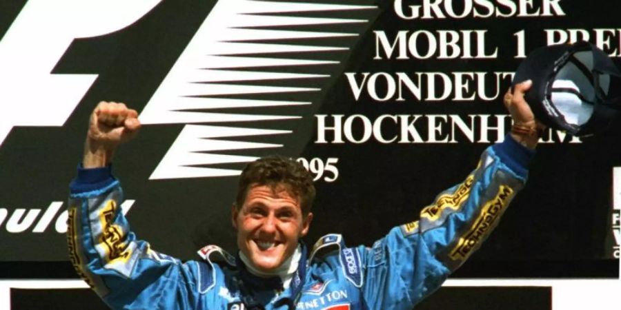 Der erste Deutsche, der ein Formel-1-Rennen in Deutschland gewinnt: Michael Schumacher. Foto: Harry Melchert/dpa