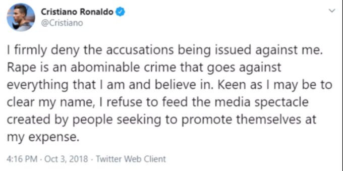 Ronaldo beteuerte seine Unschuld via Twitter. Ronaldo