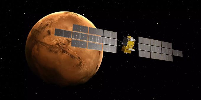 Eine Konzeptzeichnung des Earth Return Orbiter der Airbus Group. Airbus Group