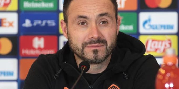 Roberto De Zerbi ist der Trainer von Schachtjor Donezk. Foto: -/Ukrinform/dpa Roberto De Zerbi ist der Trainer von Schachtjor Donezk. Foto: -/Ukrinform/dpa