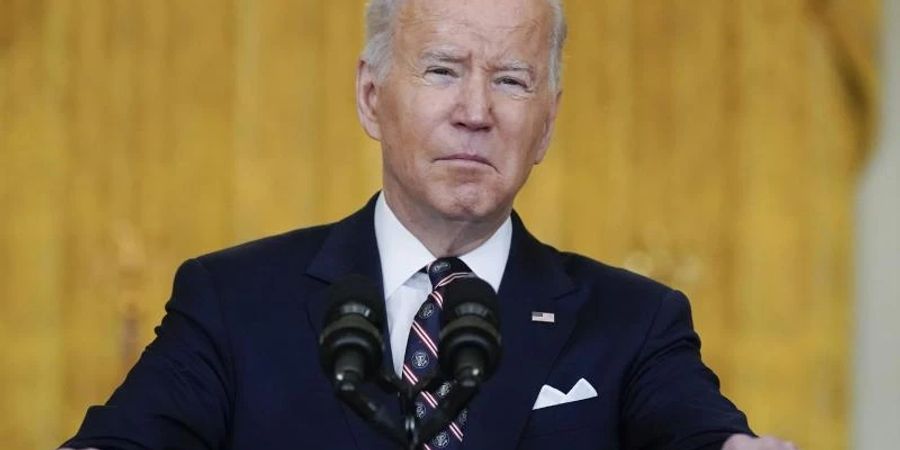 US-Präsident Joe Biden spricht im East Room des Weissen Hauses zur Lage in der Ukraine. Foto: Alex Brandon/AP/dpa