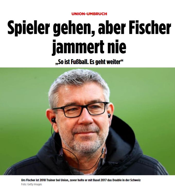 Urs Fischer wird von der deutschen Zeitung «Bild» gelobt. Urs Fischer
