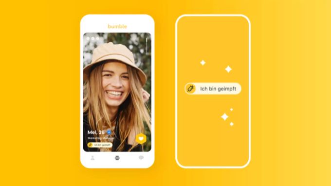 Auf Bumble können Nutzerinnen und Nutzer ihren Impfstatus per Sticker angeben. bumble