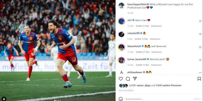 Liam Chipperfield avanciert beim FC Basel am Sonntag zum Matchwinner. FC Basel