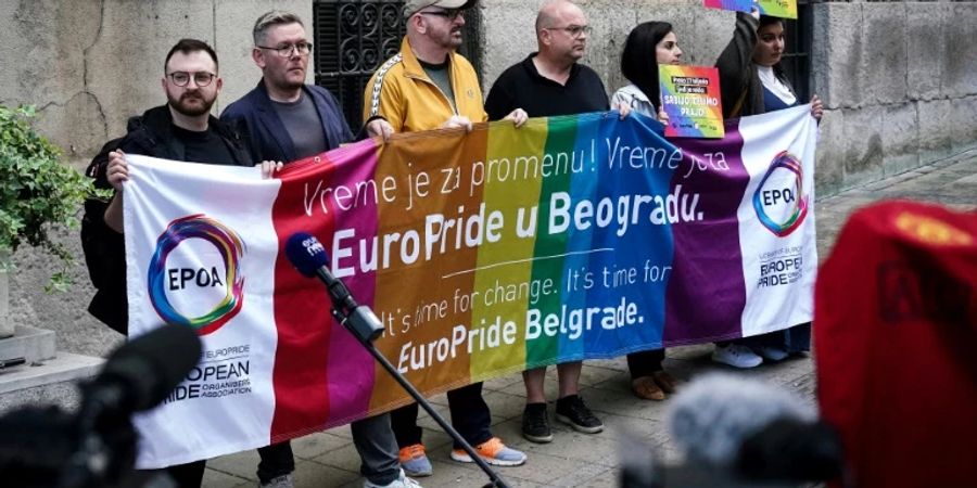 Europride-Aktivisten am Freitag in Belgrad