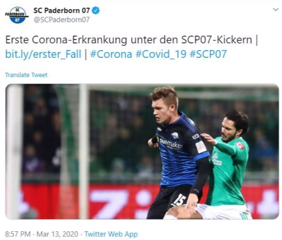 SC Paderborn Coronavirus