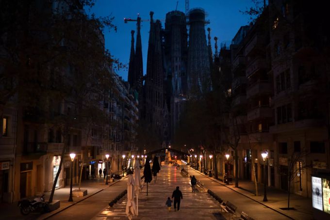 Leere Strassen in Barcelona. In Spanien gilt momentan eine Ausganssperre. Coronavirus