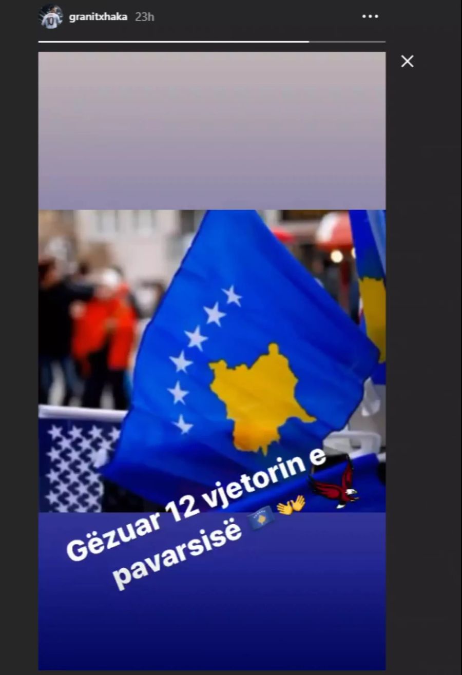 Granit Xhaka feiert den kosovarischen Unabhängigkeitstag auf Instagram.