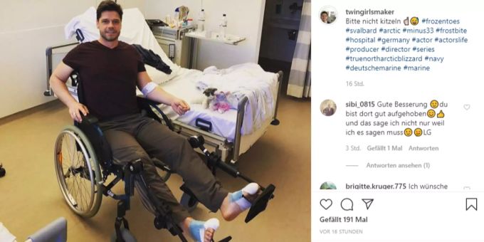 Stephen Dürr muss im Spital ausharren. Noch immer weiss er nicht, ob seine Zehen nach schweren Erfrierungen gerettet werden können. Stephen Dürr