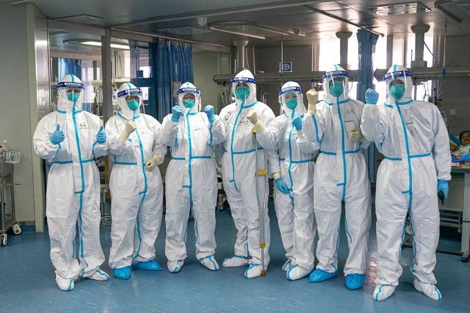 Medizinischen Mitarbeiter des Krankenhauses «Zhongnan» der Universität Wuhan. Coronavirus