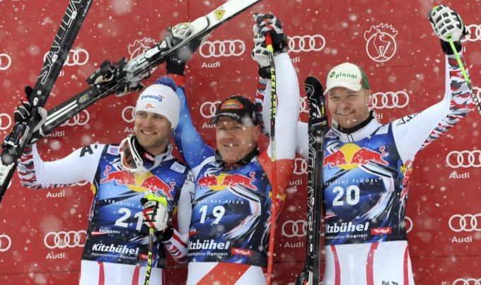 Didier Cuche gewann in den Wintern 2009 und 2010 zweimal die legendäre Streif-Abfahrt in Kitzbühel (Archiv). Didier Cuche Kitzbühel