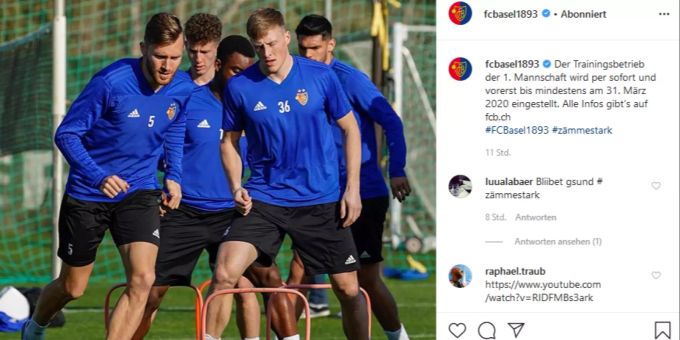 Silvan Widmer (l.) und Co müssen bis mindestens Ende März auf Trainings verzichten. FC Basel
