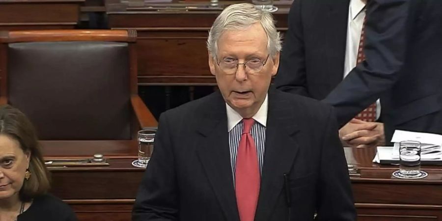 Laut Mitch McConnell gibt es im Senat momentan keine ausreichende Mehrheit, das Ansinnen der Demokraten zu blockieren. Foto: Uncredited/Senate Television/AP/dpa