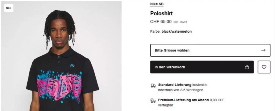 In der Schweiz kostet Nike SB bei Zalando 65 Franken.