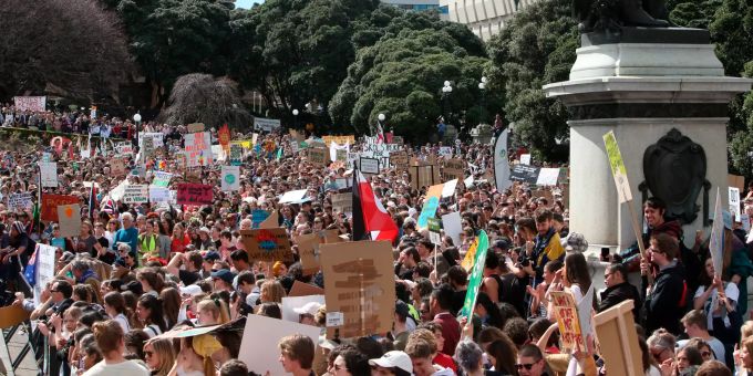 Ein Klimastreik in Neuseeland. Klimastreik Greta Thunberg