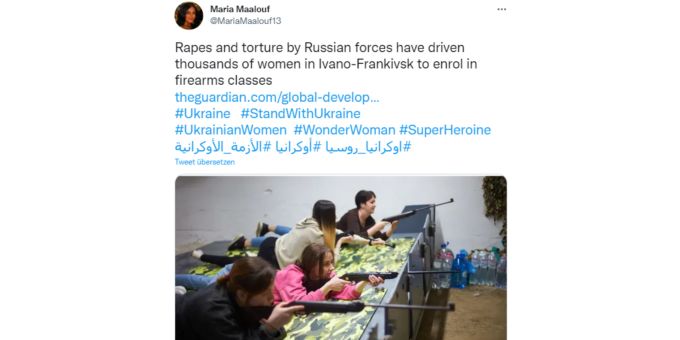 Wegen des Ukraine-Kriegs wollen nun viele Frauen lernen, wie man mit Waffen umgeht. Ukraine Krieg Waffen Frauen