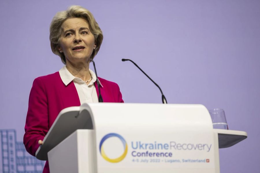 Ursula Von der Leyen, Präsidentin der EU-Kommission, an der Ukraine-Konferenz in Lugano.