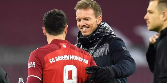 Sind mit dem FC Bayern klar auf Titelkur: Trainer Julian Nagelsmann und Torjäger Robert Lewandowski. Foto: Tobias Hase/dpa Sind mit dem FC Bayern klar auf Titelkur: Trainer Julian Nagelsmann und Torjäger Robert Lewandowski. Foto: Tobias Hase/dpa