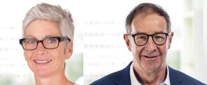 Co-Präsidentin Maya Hürlimann-Zumbrunn sowie Co-Präsident Hans Berger. GLP Steffisburg