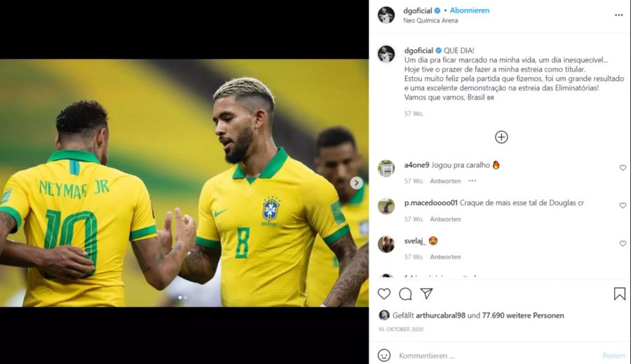 Douglas Luiz wurde dieses Jahr erstmals für das brasilianische Nationalteam aufgeboten.