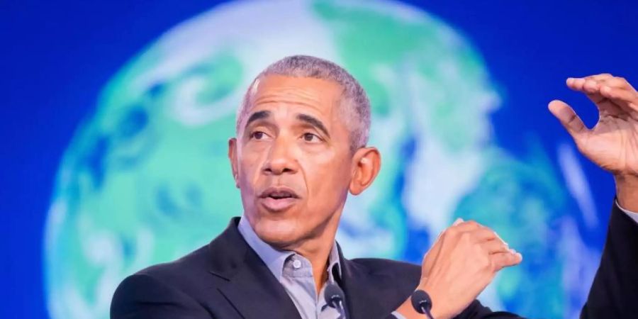 Ex-US-Präsident Barack Obama bei der UN-Klimakonferenz in Glasgow. Foto: Christoph Soeder/dpa