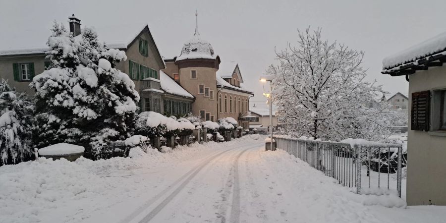 In Malans GR lag vor 14 Stunden noch gar kein Schnee, am Samstagmorgen dafür jede Menge.