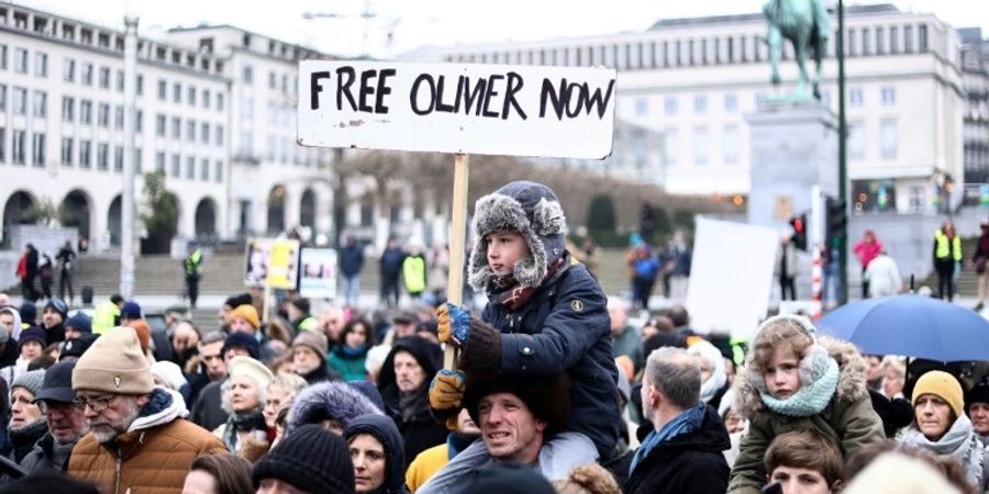 Protest für Freilassung von Olivier Vandecasteele