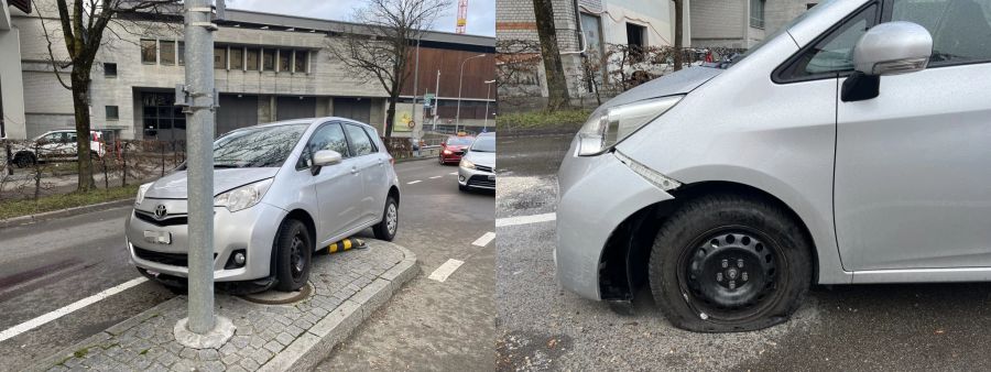 Lenkerin kollidiert mit Verkehrsinsel.