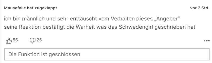 Dieser Leser ist enttäuscht von Andrew Tate.