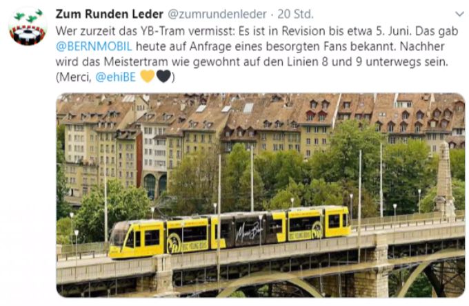 Der Blog «Zum Runden Leder» hat das Meistertram von YB aufgespürt. YB