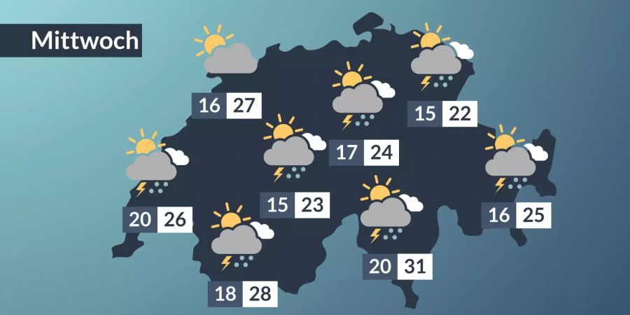 Auch am Mittwoch ziehen Gewitter über die Schweiz.