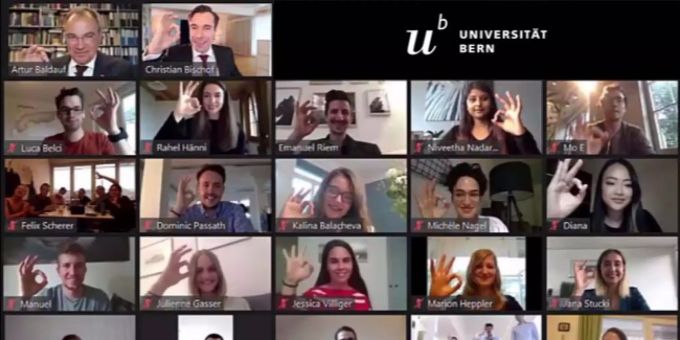 Trotz des Coronavirus konnten die Absolventen und Absolventinnen der Uni Bern eine schöne Feier via Zoom haben. Promotionsfeier Coronavirus