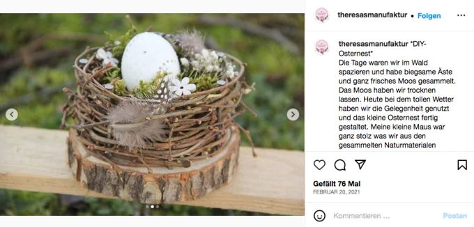 Osternest aus Naturmaterialien. Osternest