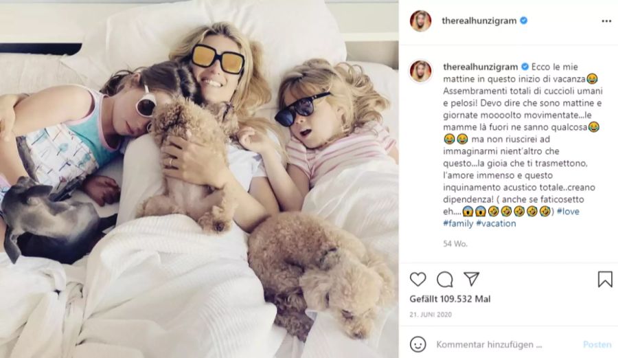 Michelle Hunziker, ihre Familie und die drei Hunde waren unzertrennlich.