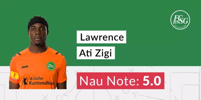 Die Note für Lawrence Ati Zigi vom FC St.Gallen. FC Zürich