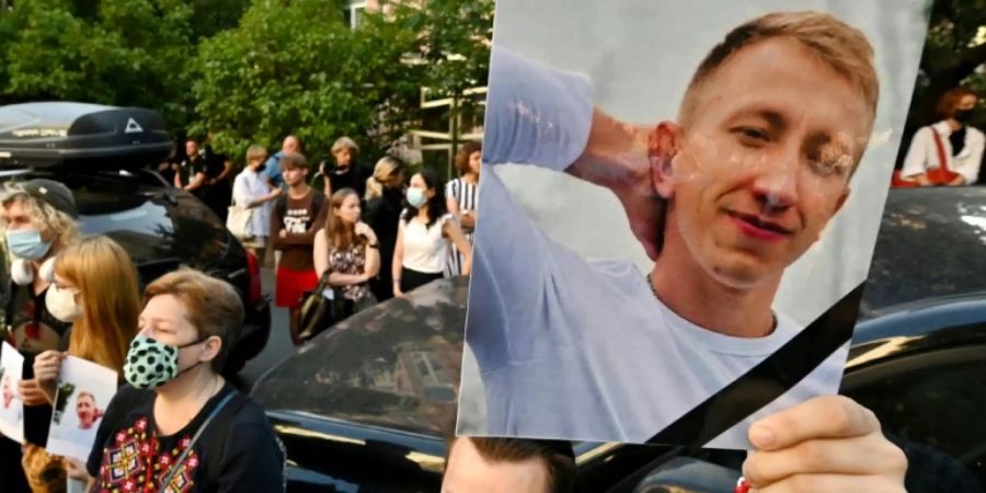 Protest vor der belarussischen Botschaft in Kiew