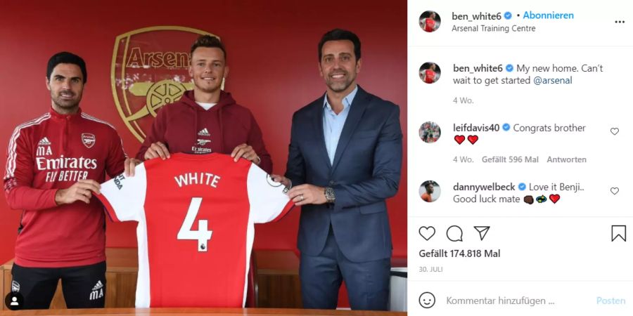 Ben White (23) kostete Arsenal 63 Millionen Franken.