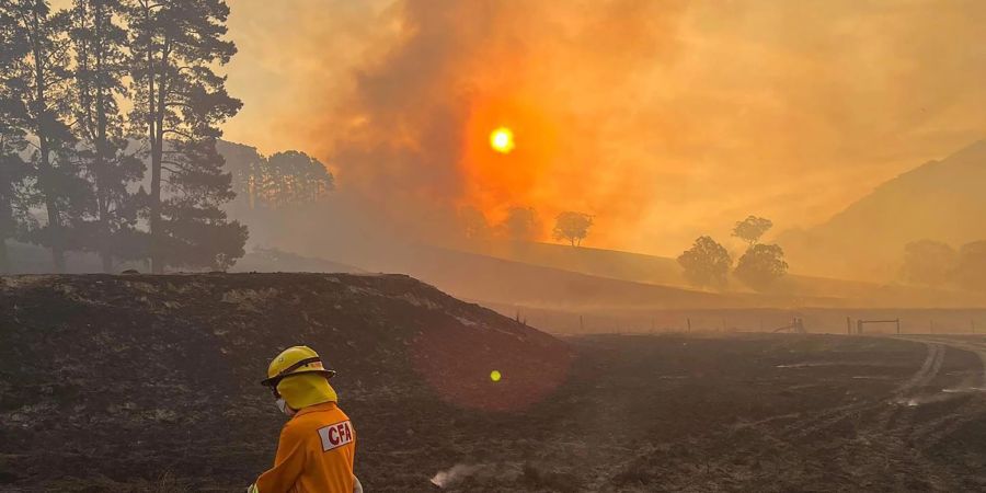 Nahe der australischen Metropole Melbourne ist ein Grasfeuer ausser Kontrolle geraten.