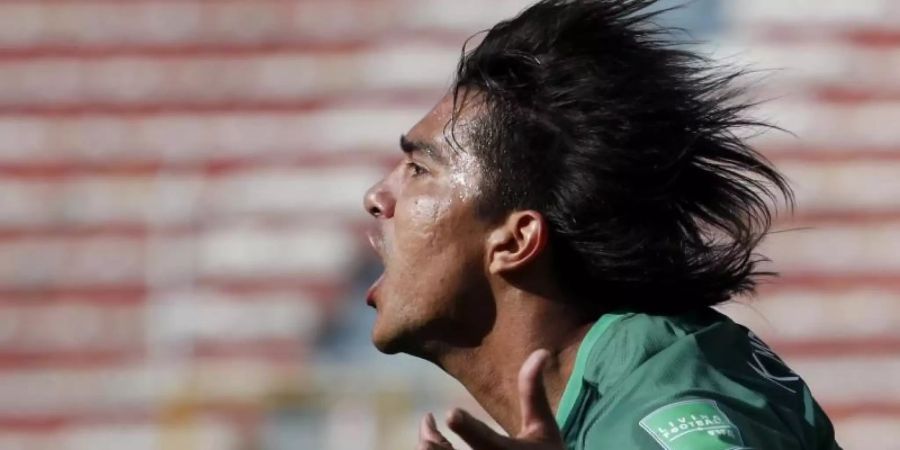 Boliviens Marcelo Martins feiert einen Treffer bei der WM-Qualifikation 2020 in Südamerika. Foto: Juan Karita/AP/dpa