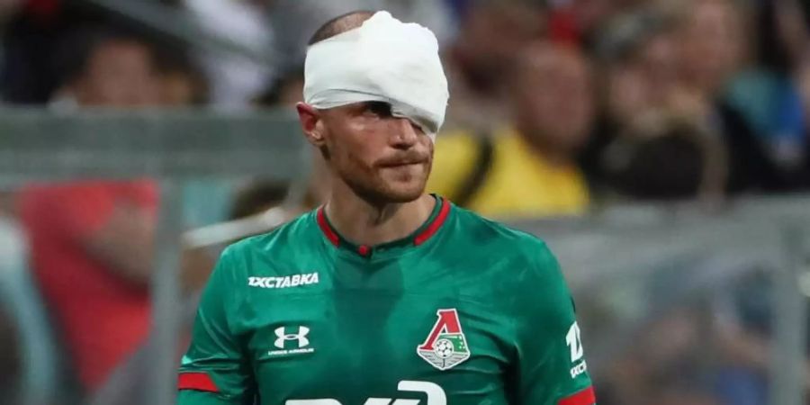 Benedikt Höwedes hatte sich in Sotschi eine Platzwunde über dem linken Auge zugezogen. Foto: Dmitry Feoktistov/TASS