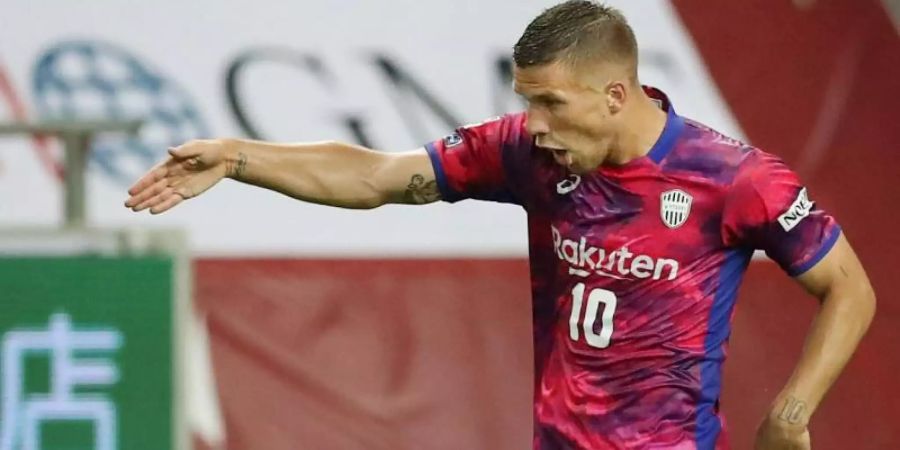 Podolski steht in Japan für Vissel Kobe unter Vertrag. Foto: Kyodo