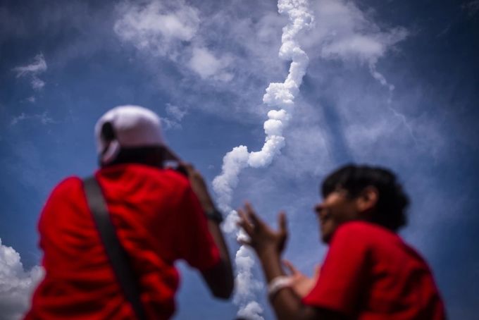Am 14. Juli verfolgten Neugierige den Start der «Chandrayaan-3» in Indien. (Archivbild) indien Mondlandung