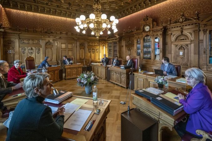 Der Bundesrat an seiner ersten Sitzung in neuer Zusammensetzung, am 11. Januar 2023. Bundesrat Sitzung 2023