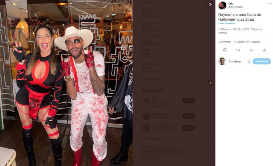 Neymar verkleidete sich zu Halloween als blutiger Cowboy.