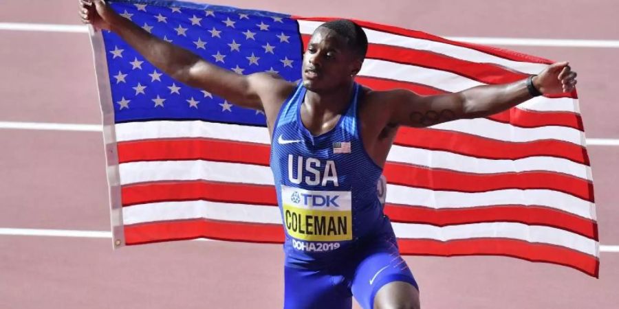 Der schnellste Mann der Welt: US-Sprinter Christian Coleman. Foto: Martin Meissner/AP