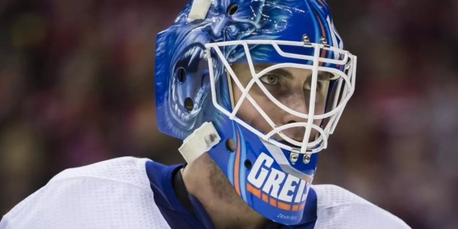 Stand beim Islanders-Sieg in Buffalo nicht auf dem Eis: Goalie Thomas Greiss. Foto: Scott Taetsch/CSM via ZUMA Wire/dpa